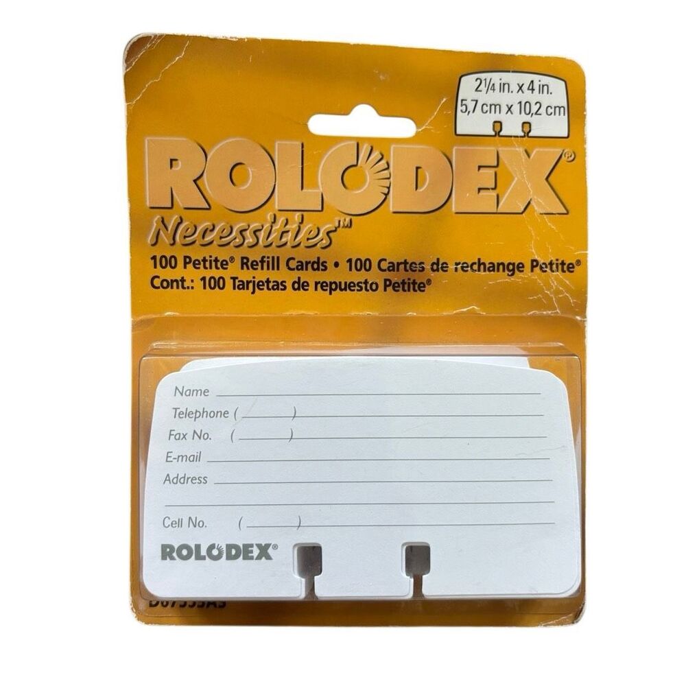 Rolodex Necessities 100 Petite Refill Cards D67553AS NOS